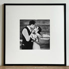 Oversized Mount Wooden 20x20 Black Frame for 10x10  with a Photo of a Couple on their Wedding Day