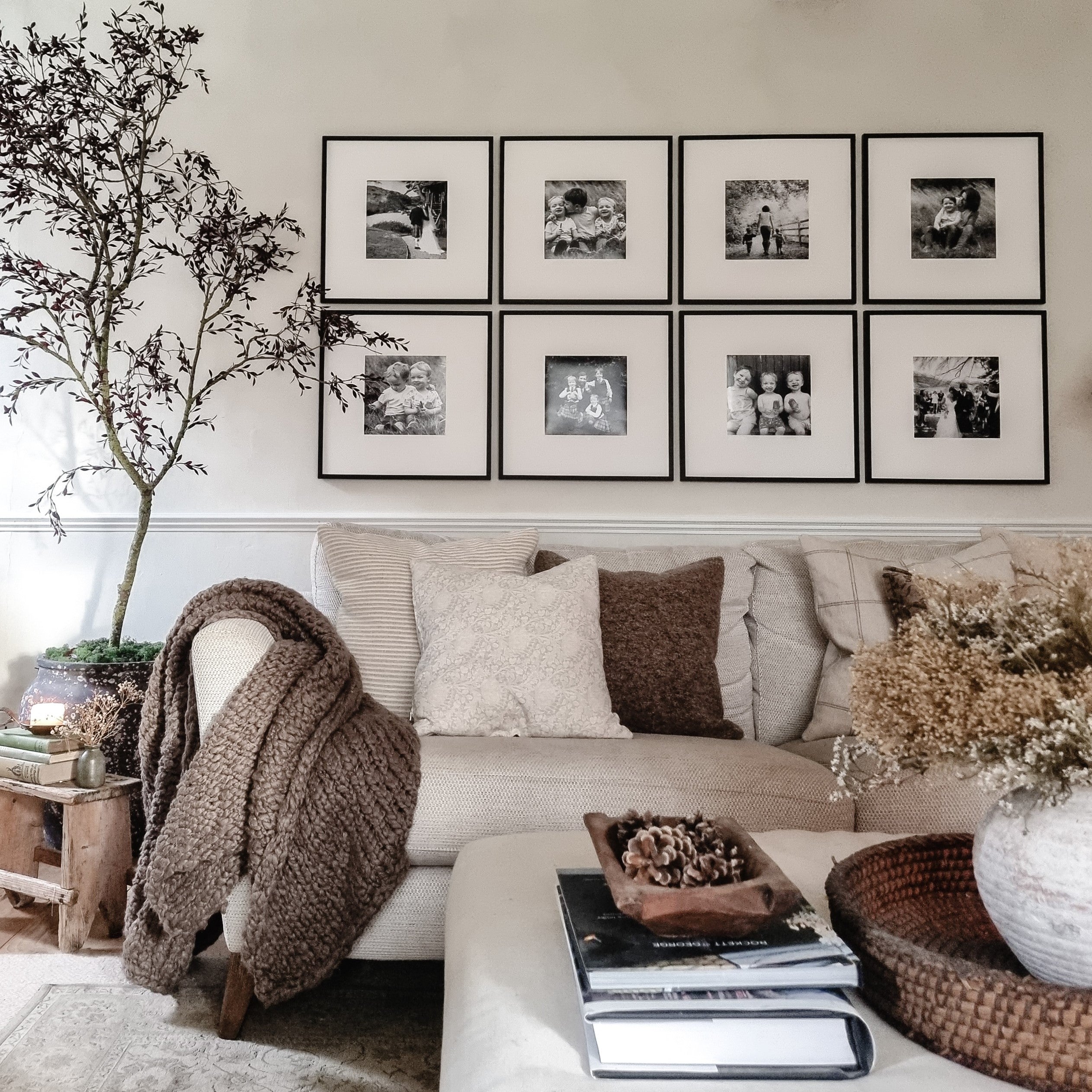 Mood Shot of Oversized Mount Wooden 20x20 Black Frame for 10x10