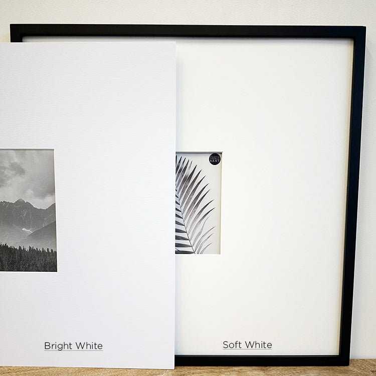 Oversized Mount Wooden 18x18 Black Frame for 6x4 with a Bright White and Soft White Mount