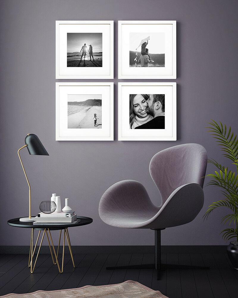 16 X 16 White Oxford Photo Frames with couple photos in a Room Setting