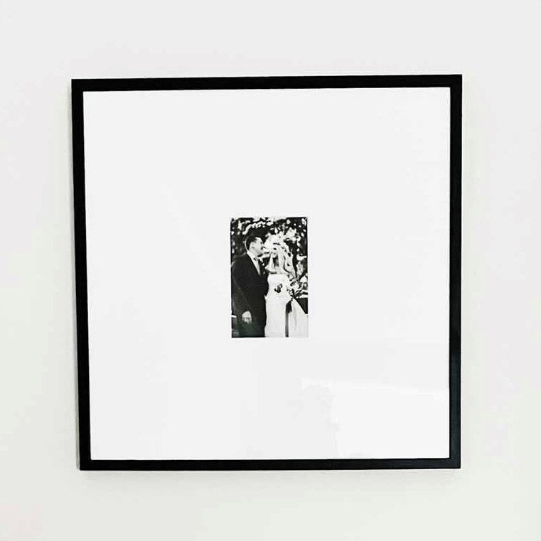 Oversized Mount Wooden 18x18 Black Frame for 6x4 with a Photo of a Couple on their Wedding Day