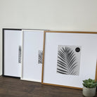 All Colours and Sizes of Oversized Mount Wooden 18x18 Black Frame for 7x5 with a Photo of a Plant and PF&A Logo