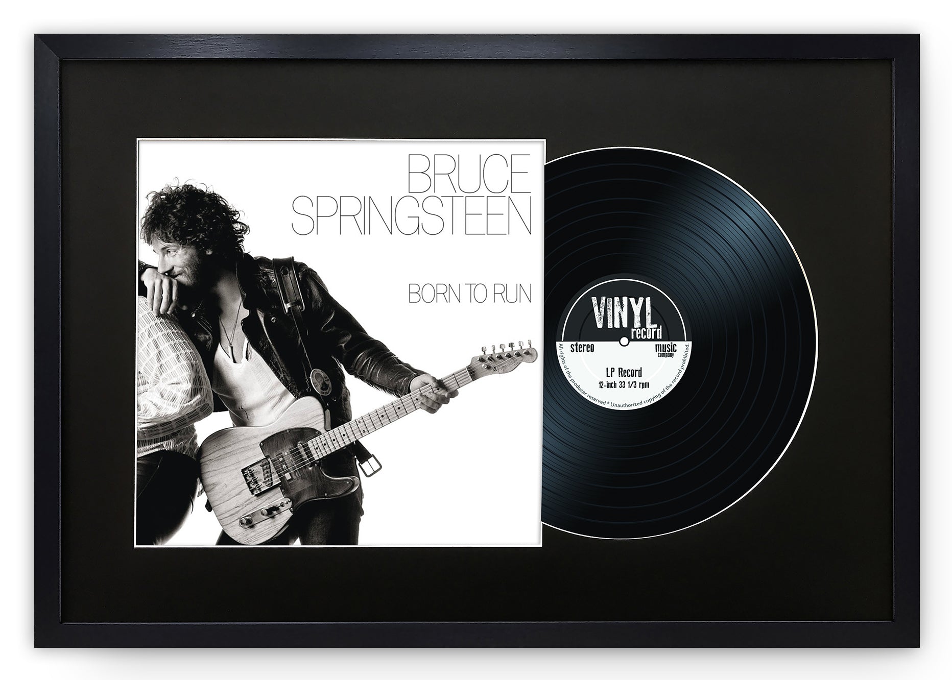 12" Vinyl LP Record and Album Cover Black Frame with Black Mount (25"x17") - photoframesandart