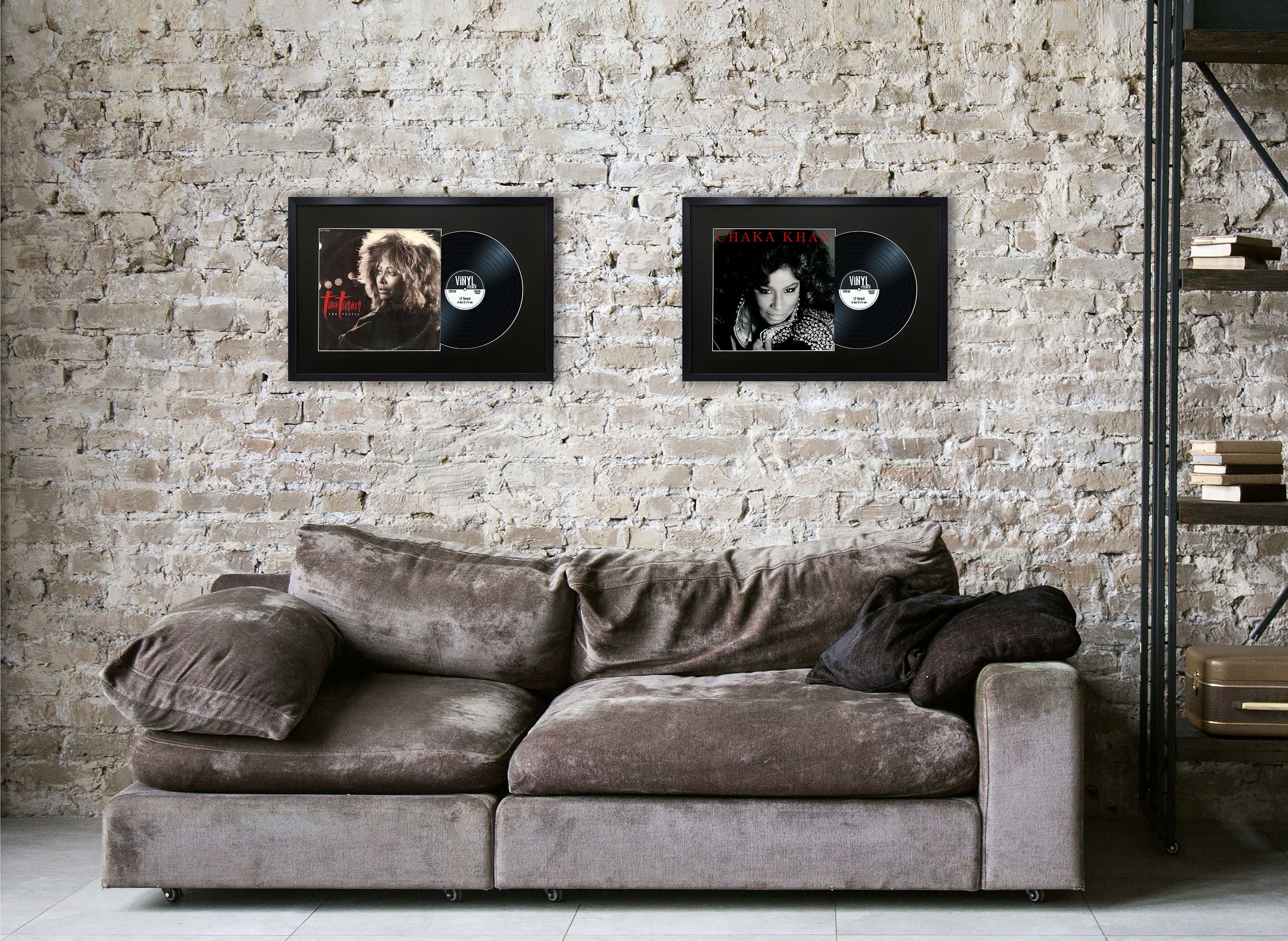 12" Vinyl LP Record and Album Cover Black Frame with Black Mount (25"x17") - photoframesandart