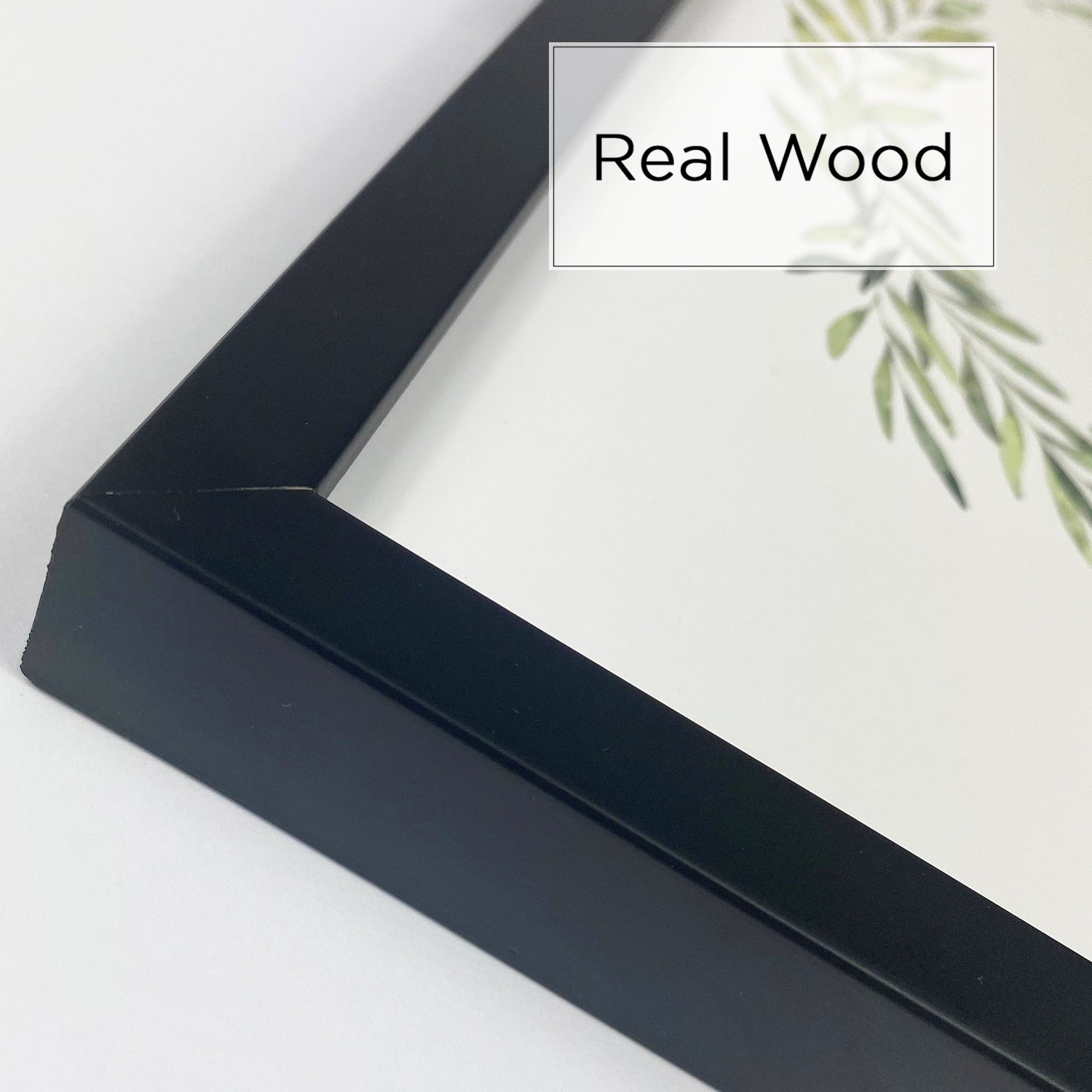 Corner of Oversized Mount Wooden 18x18 Black Frame for 6x4