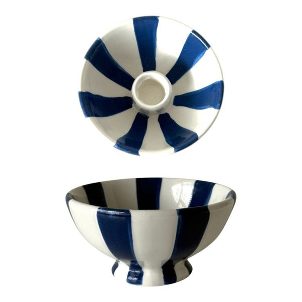 Stripe Candle Holder | Blue and White