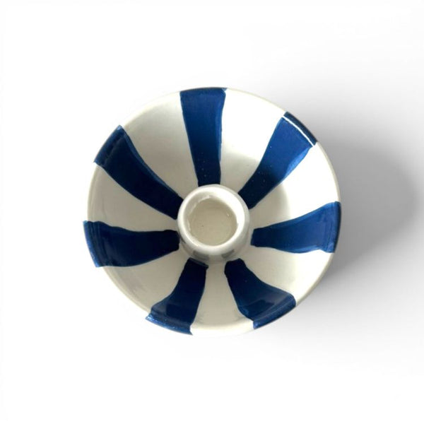 Stripe Candle Holder | Blue and White