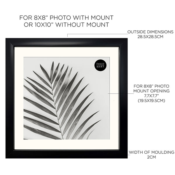 10x10 Frame For 8x8 With Glass | Silk Black