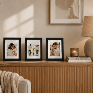 10x8" Oxford Black Photo Frame With Mount | Set of 3