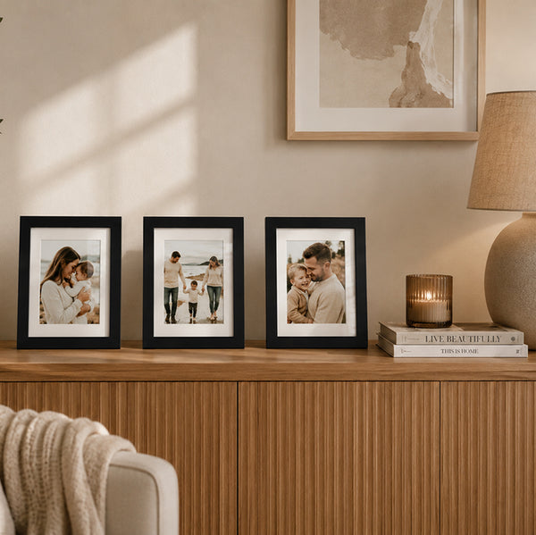 10x8" Oxford Black Photo Frame With Mount | Set of 3