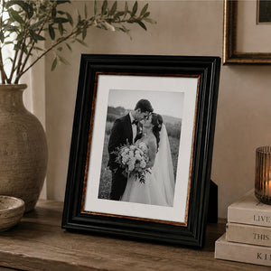 10x8" Shabby Chic Photo Frame With Soft White Mount | Vintage Black