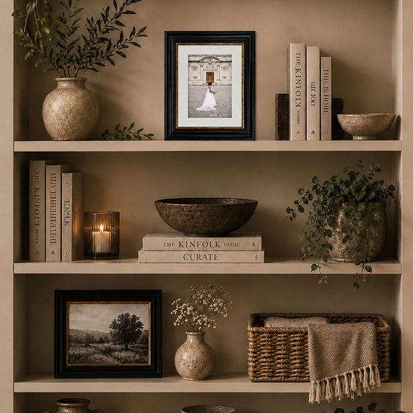 10x8" Shabby Chic Photo Frame With Soft White Mount | Vintage Black