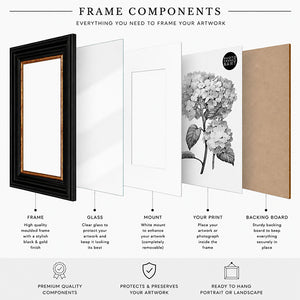 10x8" Shabby Chic Photo Frame With Soft White Mount | Vintage Black