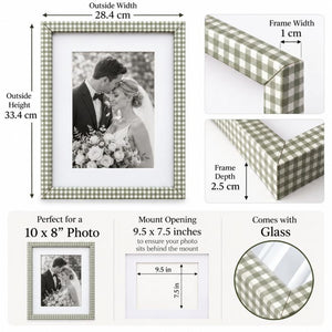 10x8" Photo Frame | Green Gingham