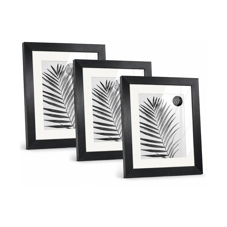 10x8" Oxford Black Photo Frame With Mount | Set of 3