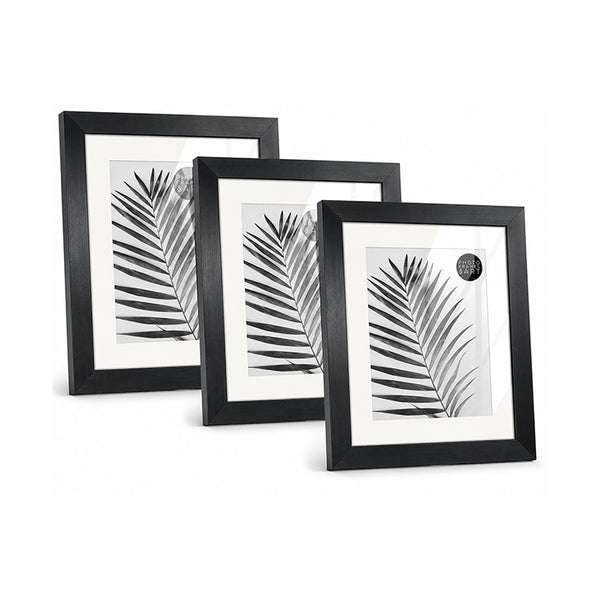 10x8" Oxford Black Photo Frame With Mount | Set of 3