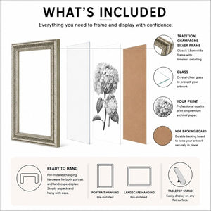 10x8" Traditional Antique Style Picture Frame | Champagne Silver
