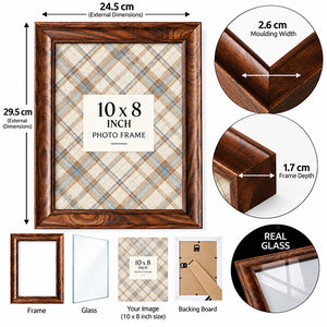 10x8 Walnut Effect Photo Frame With Glass | Weymouth