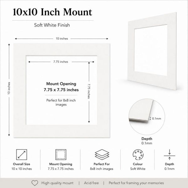 10x10" for 8x8" Image Mount | Soft White