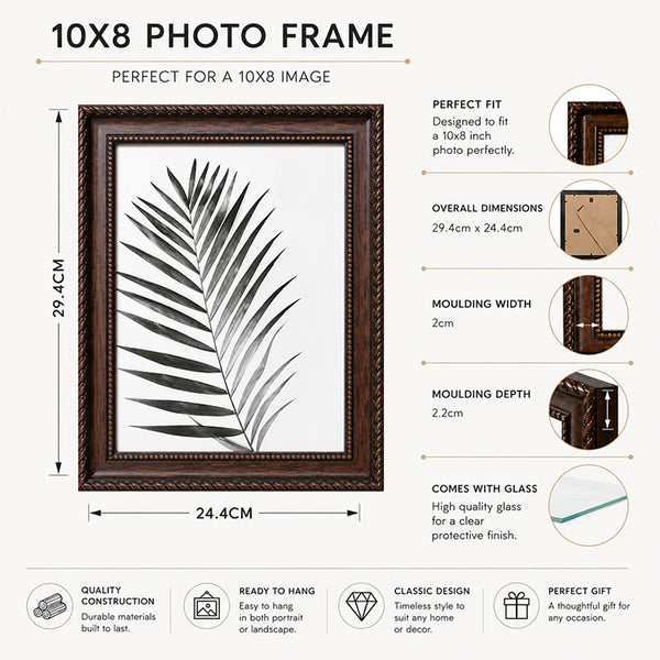 10x8" Photo Frame | Tuscan Dark Wood Effect