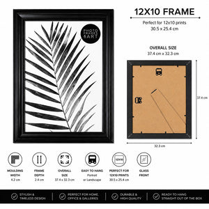 12x10 Photo Frame with Glass | Surrey Black
