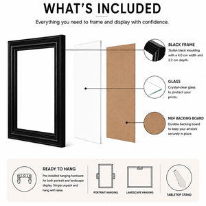 12x10 Photo Frame with Glass | Surrey Black