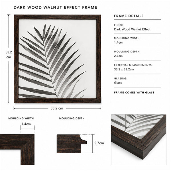 12x12" Dark Walnut Effect Photo Frame | Harrogate Collection