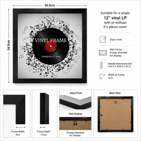 Set of 2 12" Vinyl Album Cover Frames | Oxford Black