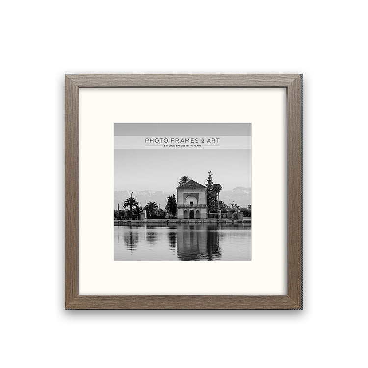 New - 12x12" for 8x8" Wooden Washed Walnut Effect Photo Frame | Hartland Collection