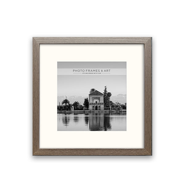 New - 12x12" for 8x8" Wooden Washed Walnut Effect Photo Frame | Hartland Collection