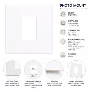 12x12" for 6x4" Image Mount | Bright White
