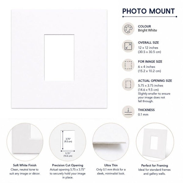 12x12" for 6x4" Image Mount | Bright White