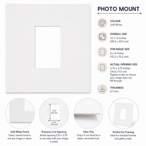12x12" for 6x4" Image Mount | Soft White