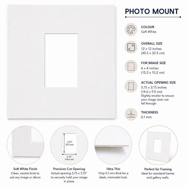12x12" for 6x4" Image Mount | Soft White
