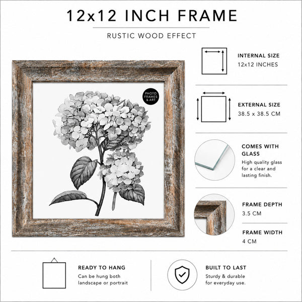 12x12 Photo Frame With Glass | Devon Washed Brown