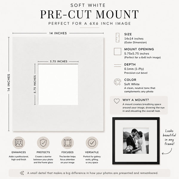 14x14" for 6x6" Image Mount | Soft White