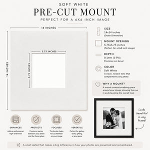 14x14" for 8x8" Image Mount | Soft White