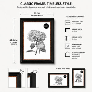 14x11" Shabby Chic Photo Frame | Vintage Black