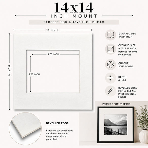 14x14" for 10x8" Image Mount | Soft White