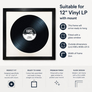 Set of 3 12" Vinyl Frames with White Mount (14"x14") | Oxford Black