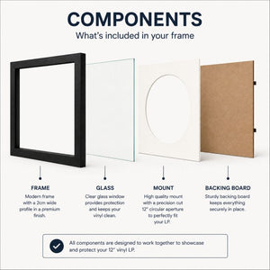 Set of 3 12" Vinyl Frames with White Mount (14"x14") | Oxford Black
