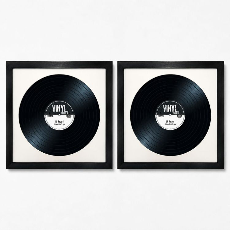 Set of 2 12" Vinyl Frames with White Mount (14"x14") | Oxford Black