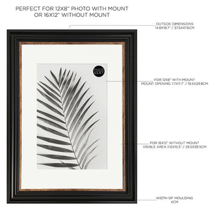 16x12 for 12x8 Picture Frame | Vintage Black