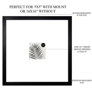 16x16 for 5x5 Black Photo Frame | Oxford