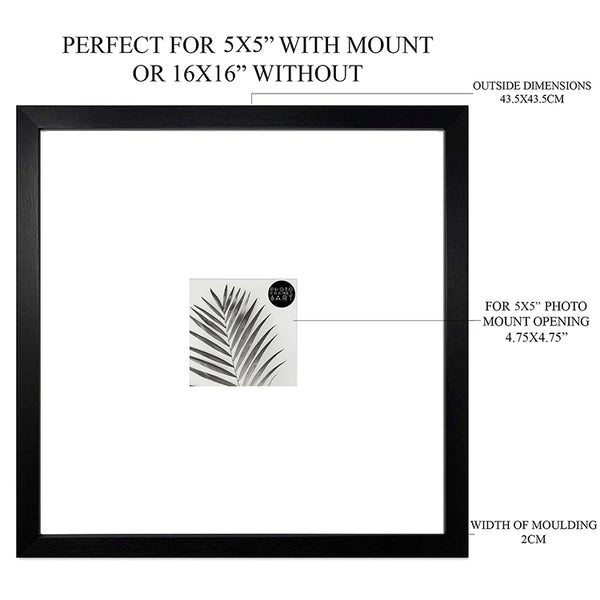 16x16 for 5x5 Black Photo Frame | Oxford