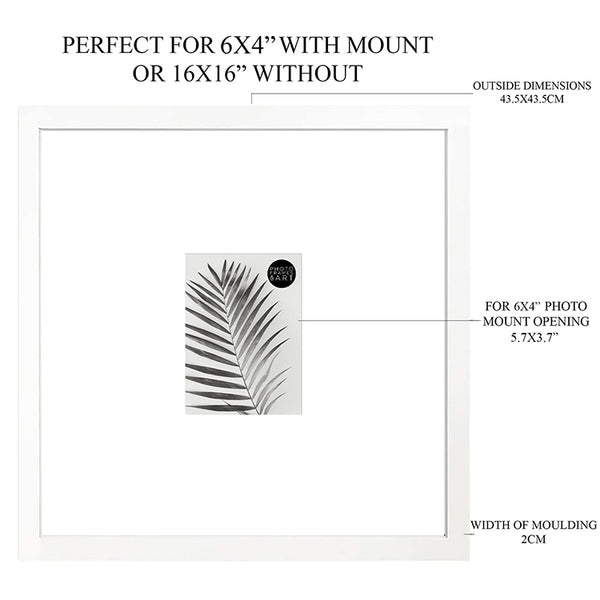16x16 for 6x4 White Photo Frame | Oxford