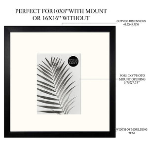 16x16 for 10x8 Black Photo Frame | Oxford