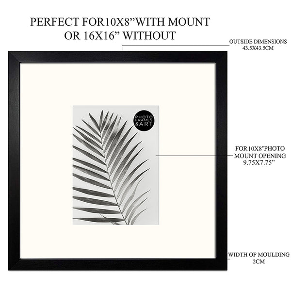 16x16 for 10x8 Black Photo Frame | Oxford