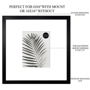 16x16 for 10x8 Black Photo Frame | Oxford