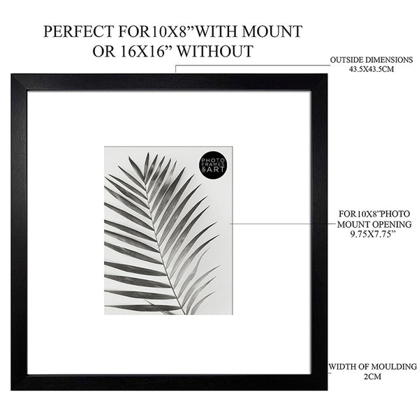16x16 for 10x8 Black Photo Frame | Oxford
